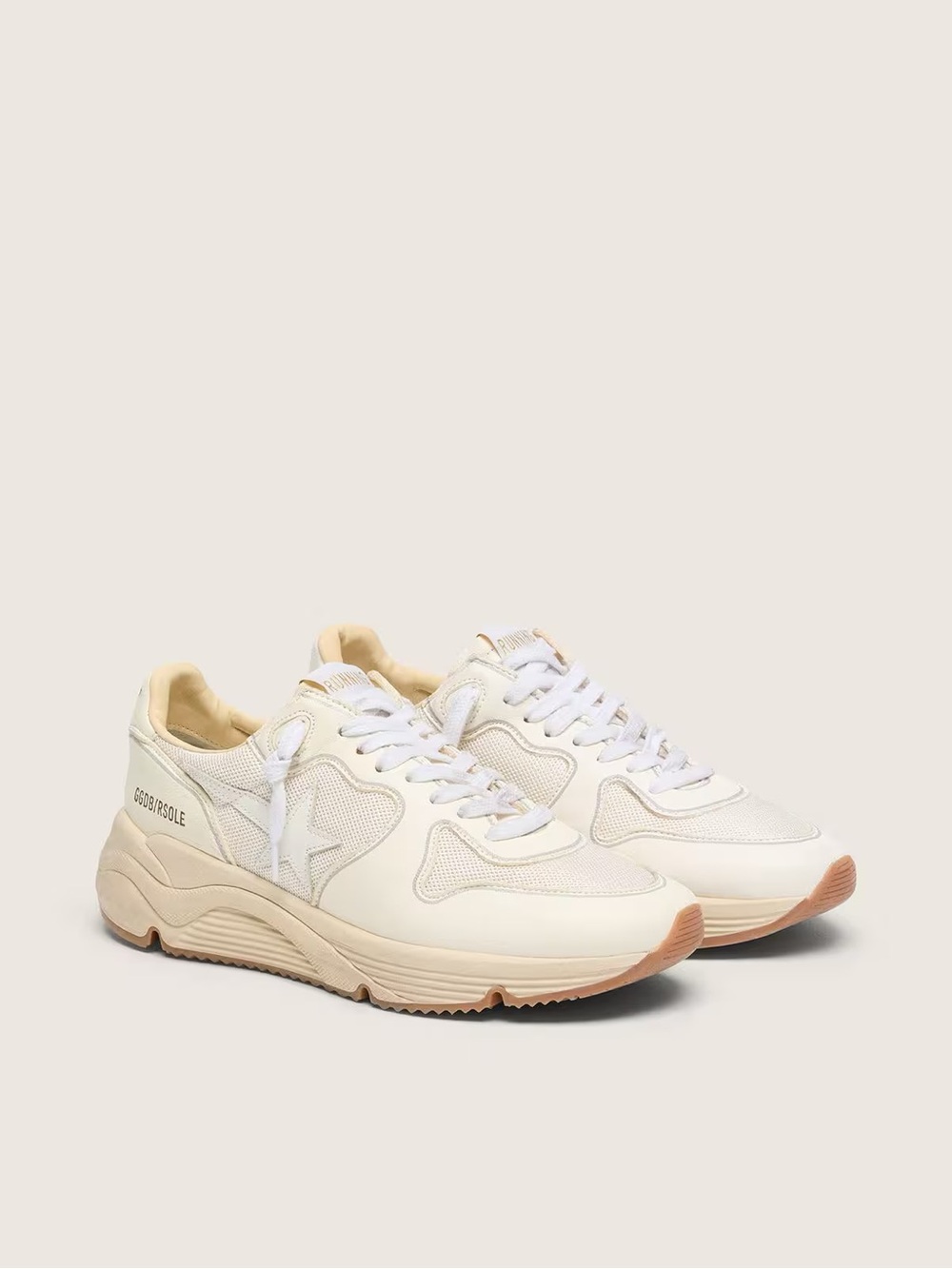 Golden Goose Running Sole In Mesh And White Nappa